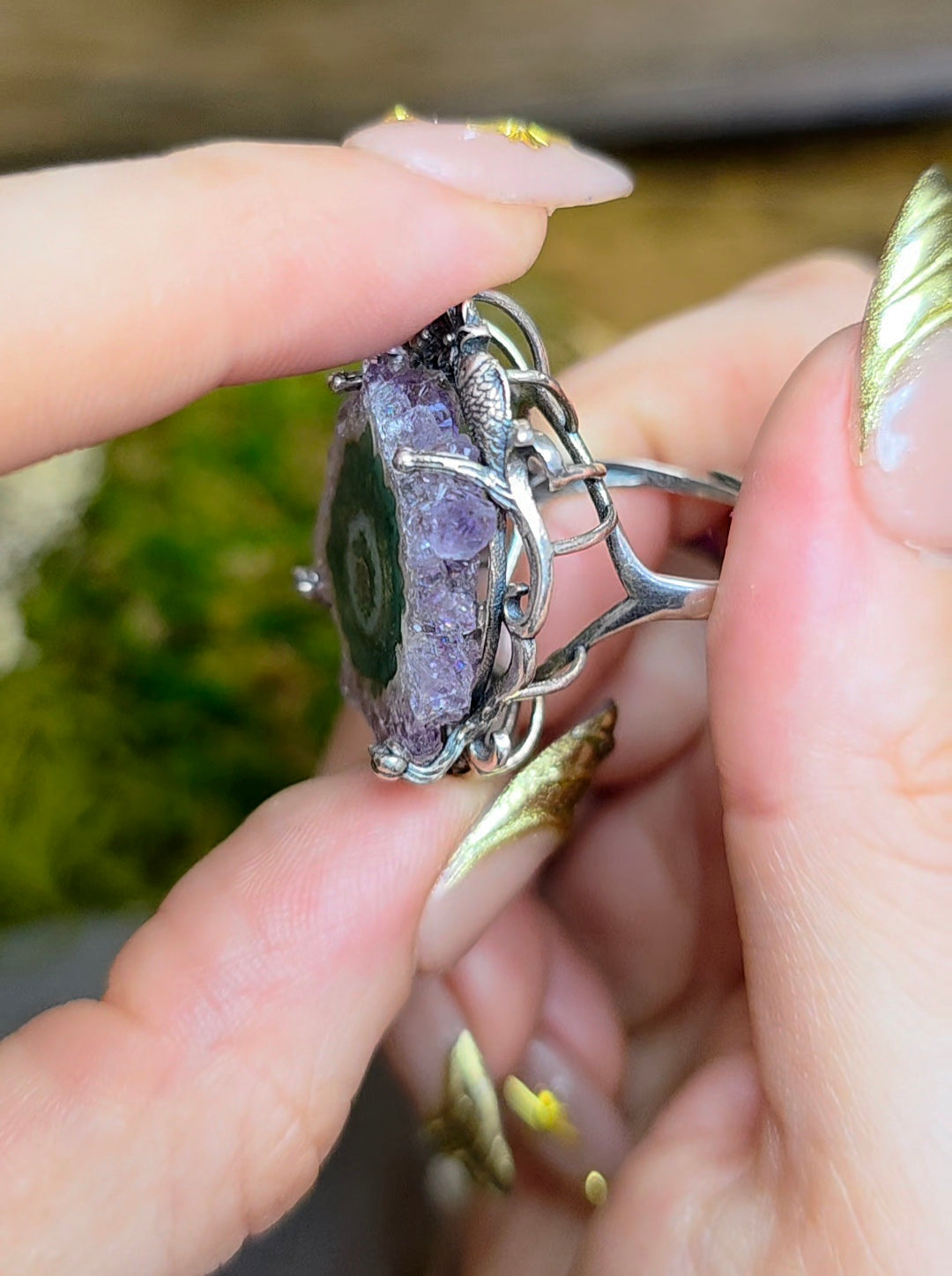 Amethyst Stalactite Ring E