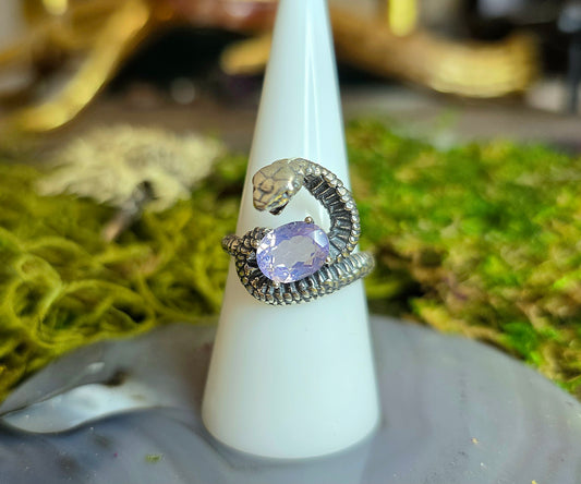 Lavender Moon Quartz Snake Ring