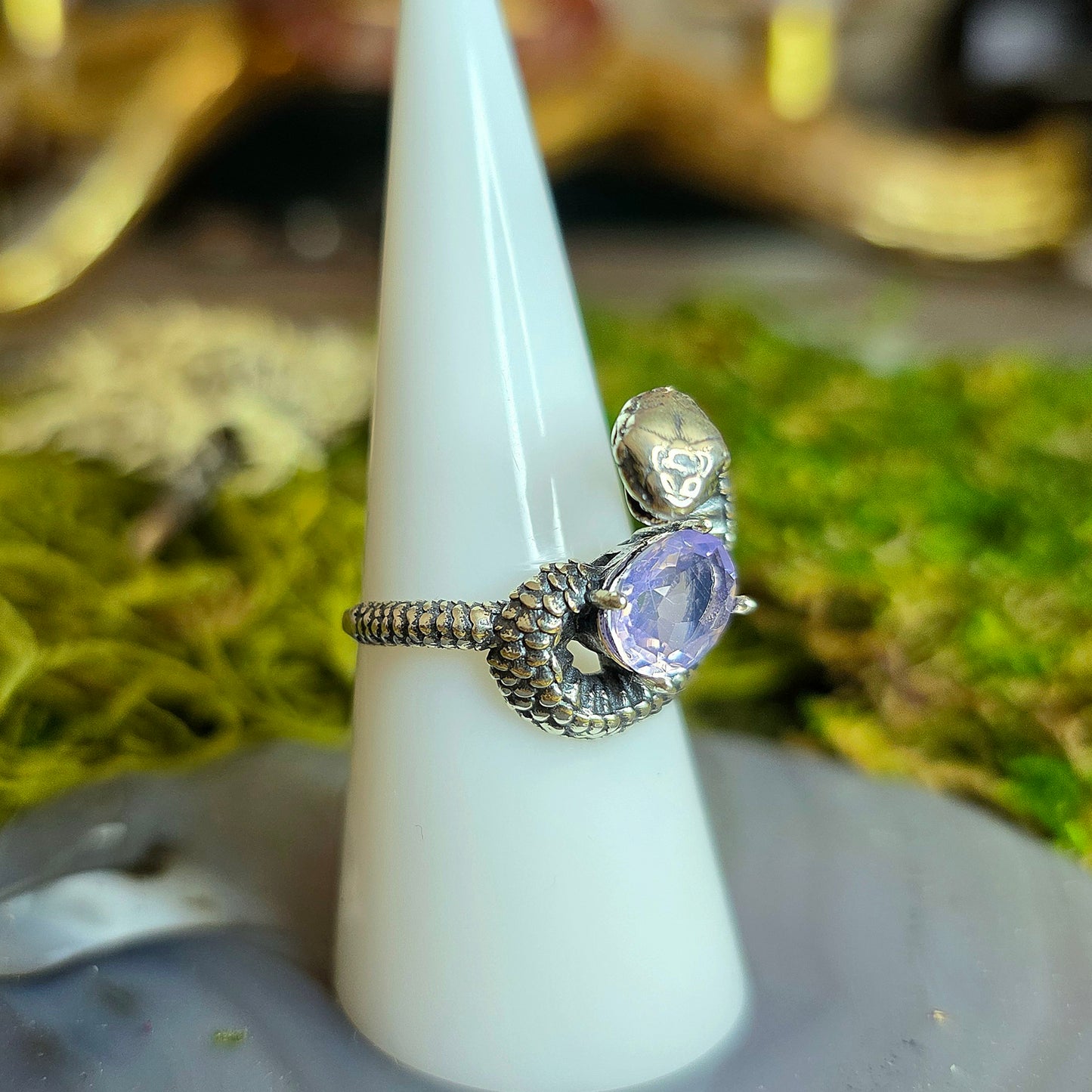 Lavender Moon Quartz Snake Ring