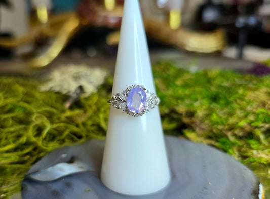 Dainty Faceted Lavender Moon Quartz Ring B