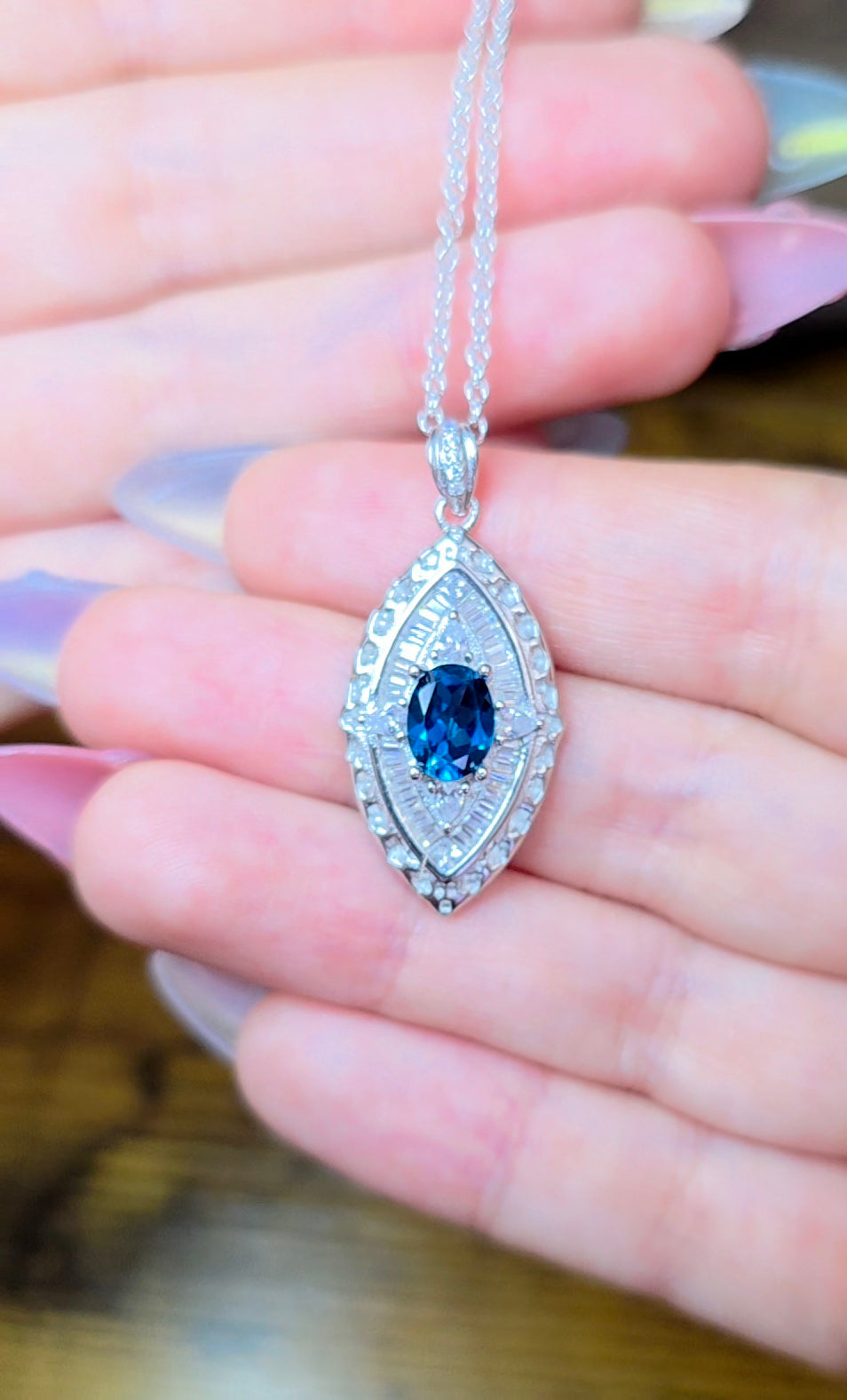 Blue Topaz Evil Eye Pendant A