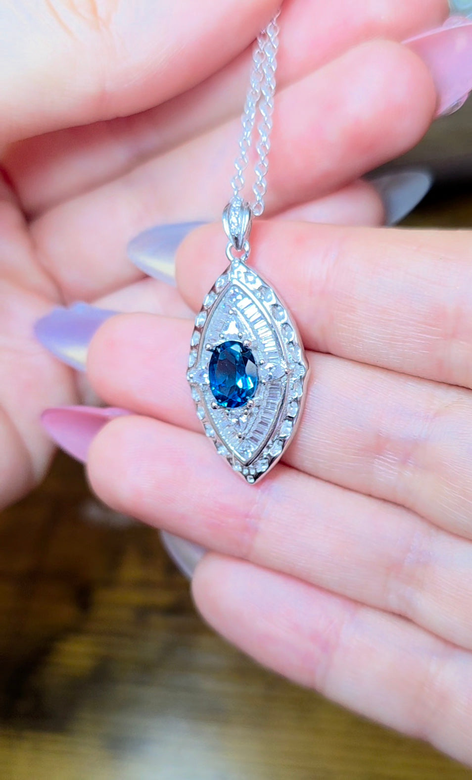Blue Topaz Evil Eye Pendant A