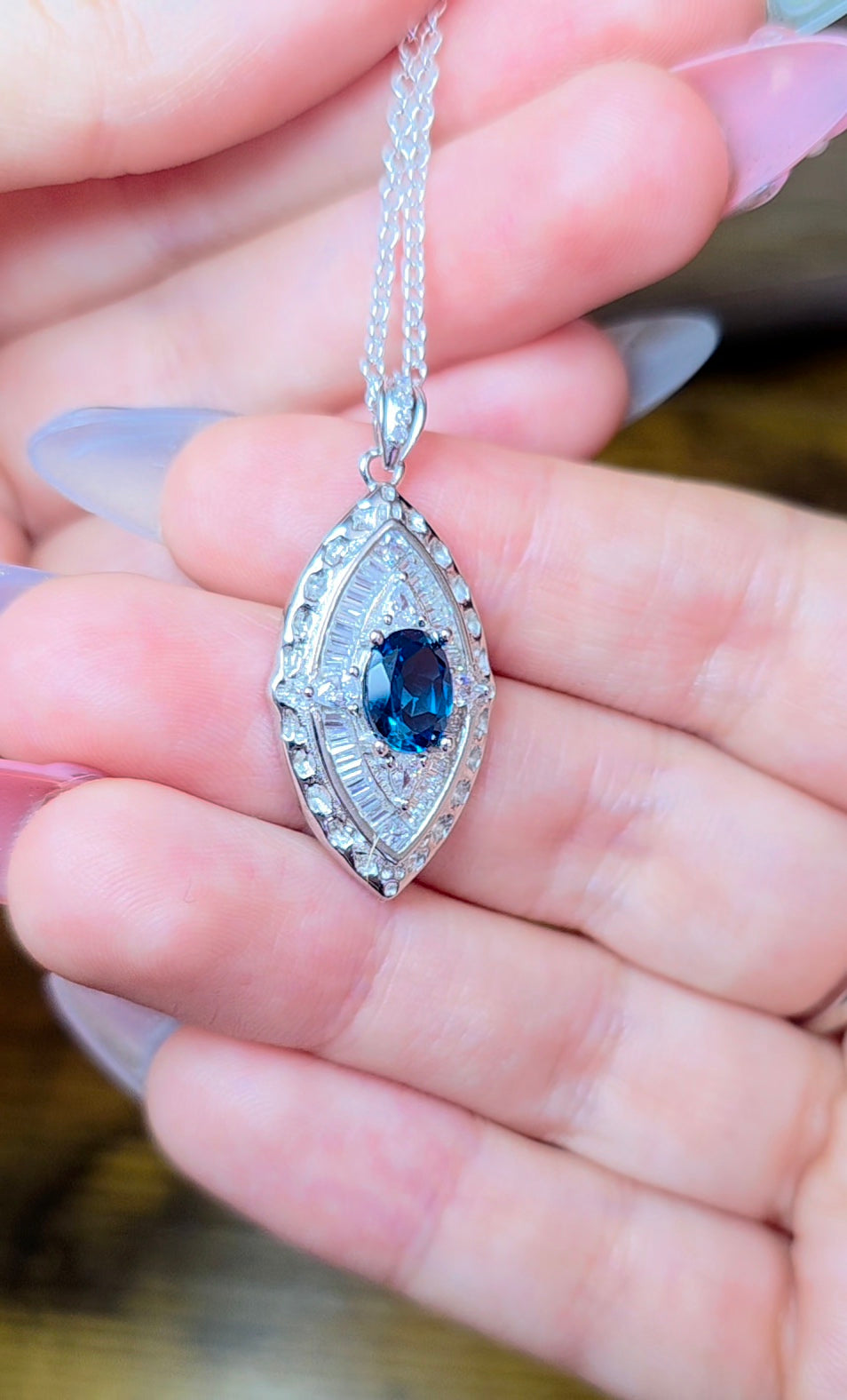 Blue Topaz Evil Eye Pendant A