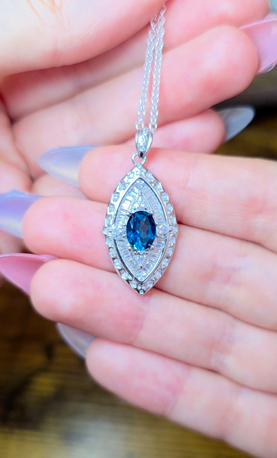 Blue Topaz Evil Eye Pendant A