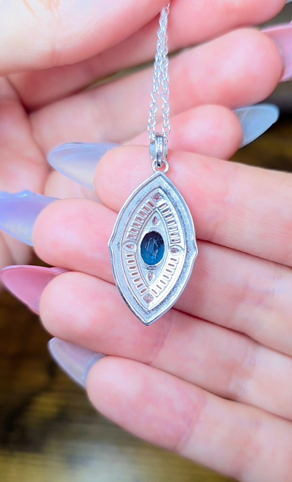 Blue Topaz Evil Eye Pendant A