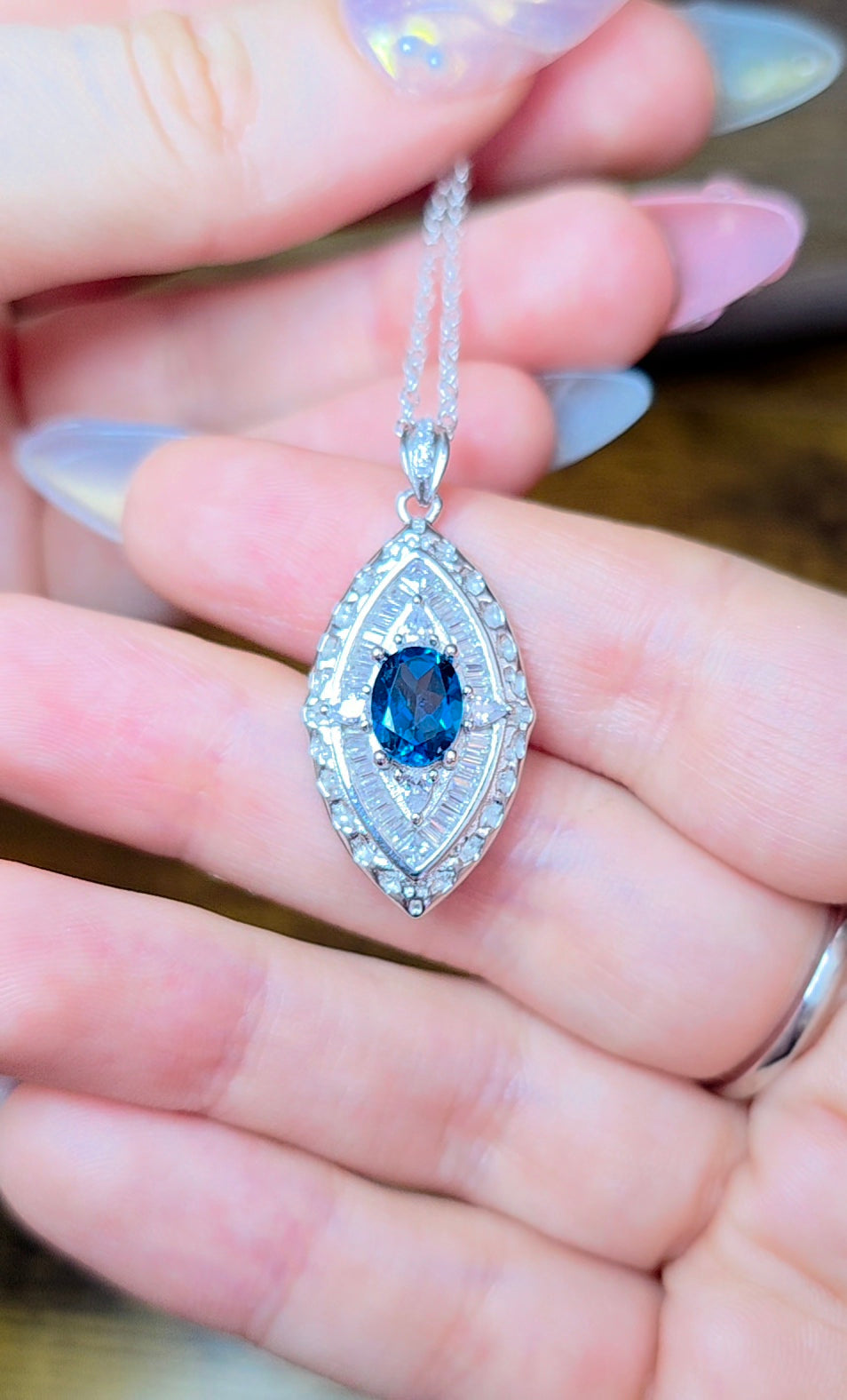 Blue Topaz Evil Eye Pendant A