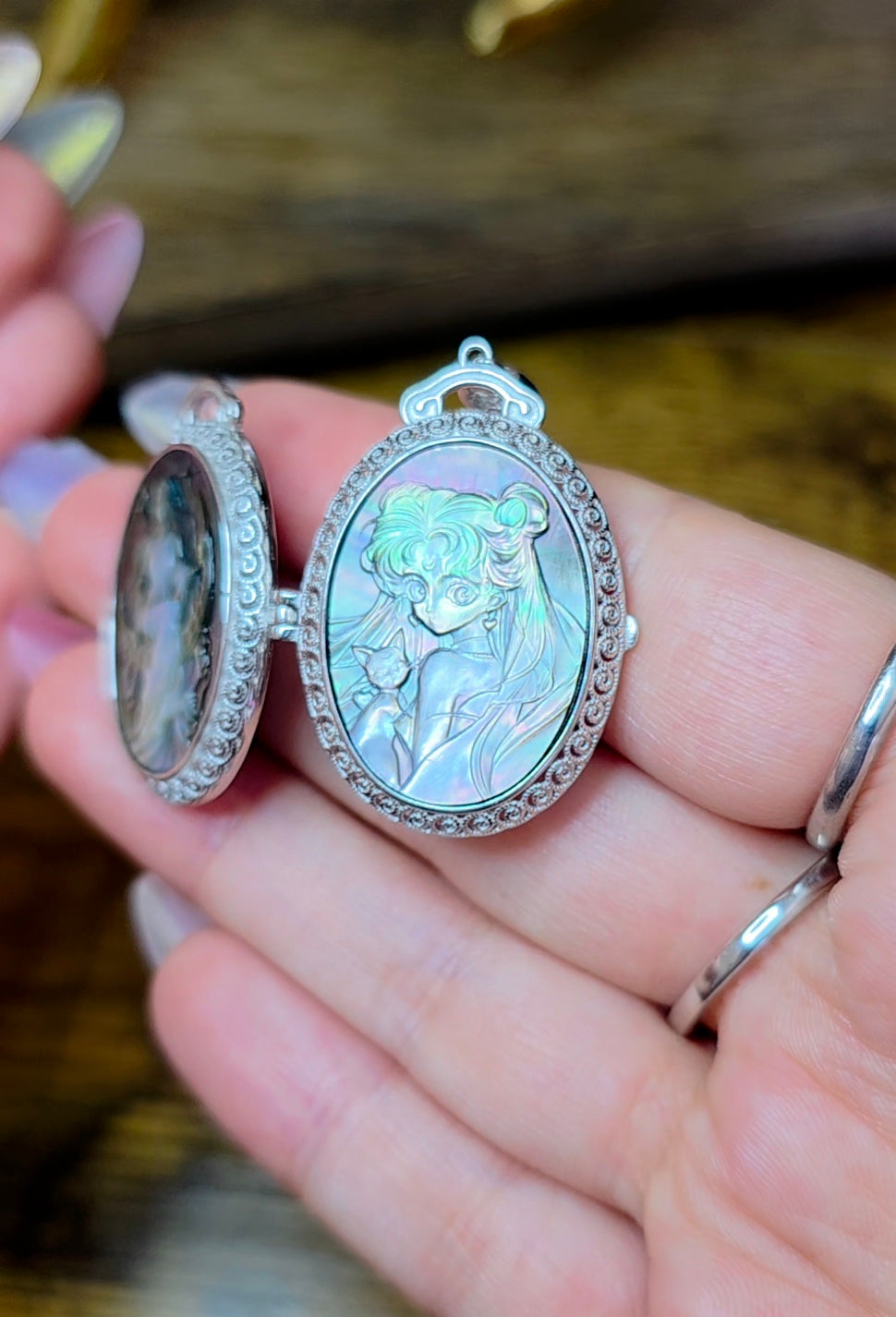 Black Shell Moon Princess Locket