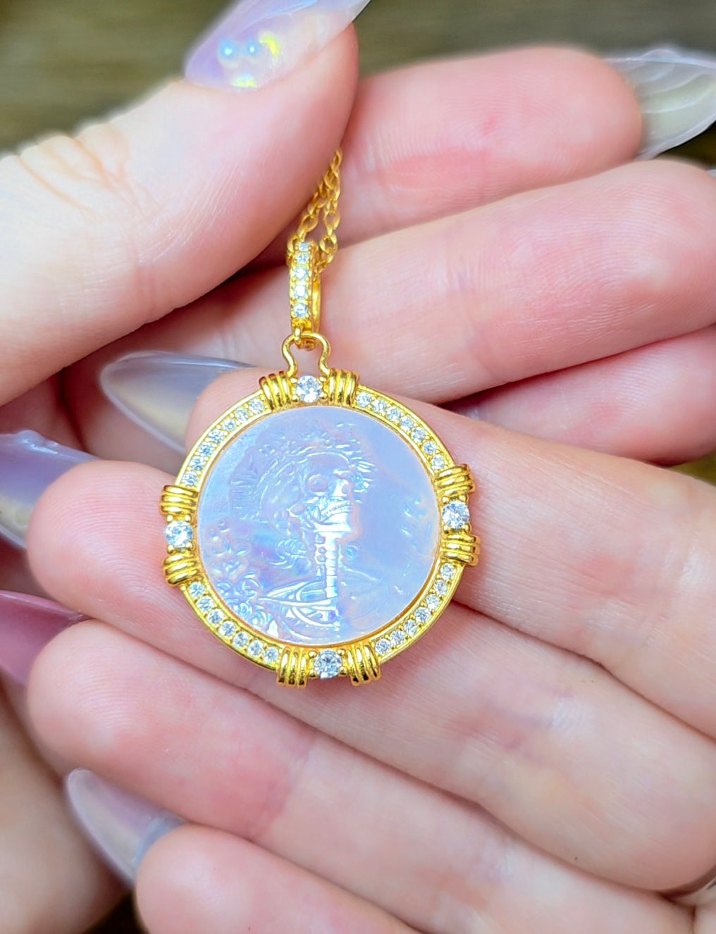 Pink Shell Skeleton Pendant