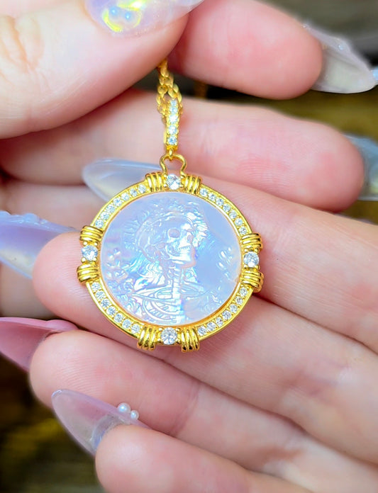 Pink Shell Skeleton Pendant