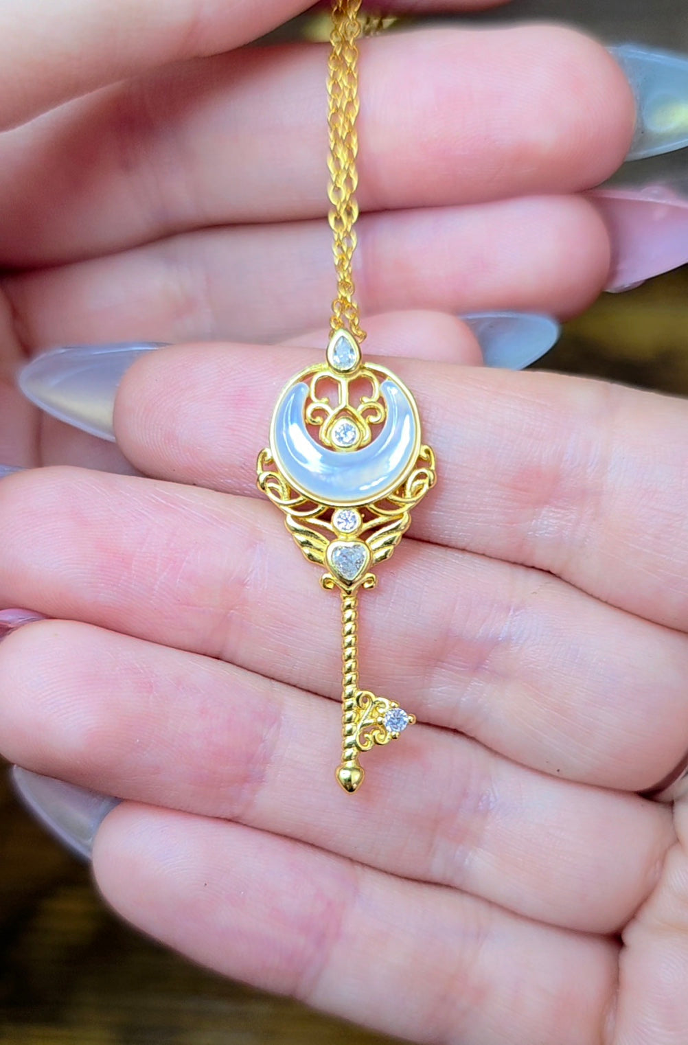 White Shell Moon Guardian Pendant