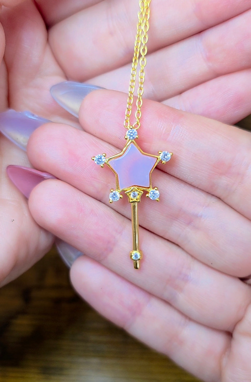 Pink Shell Star Wand Pendant