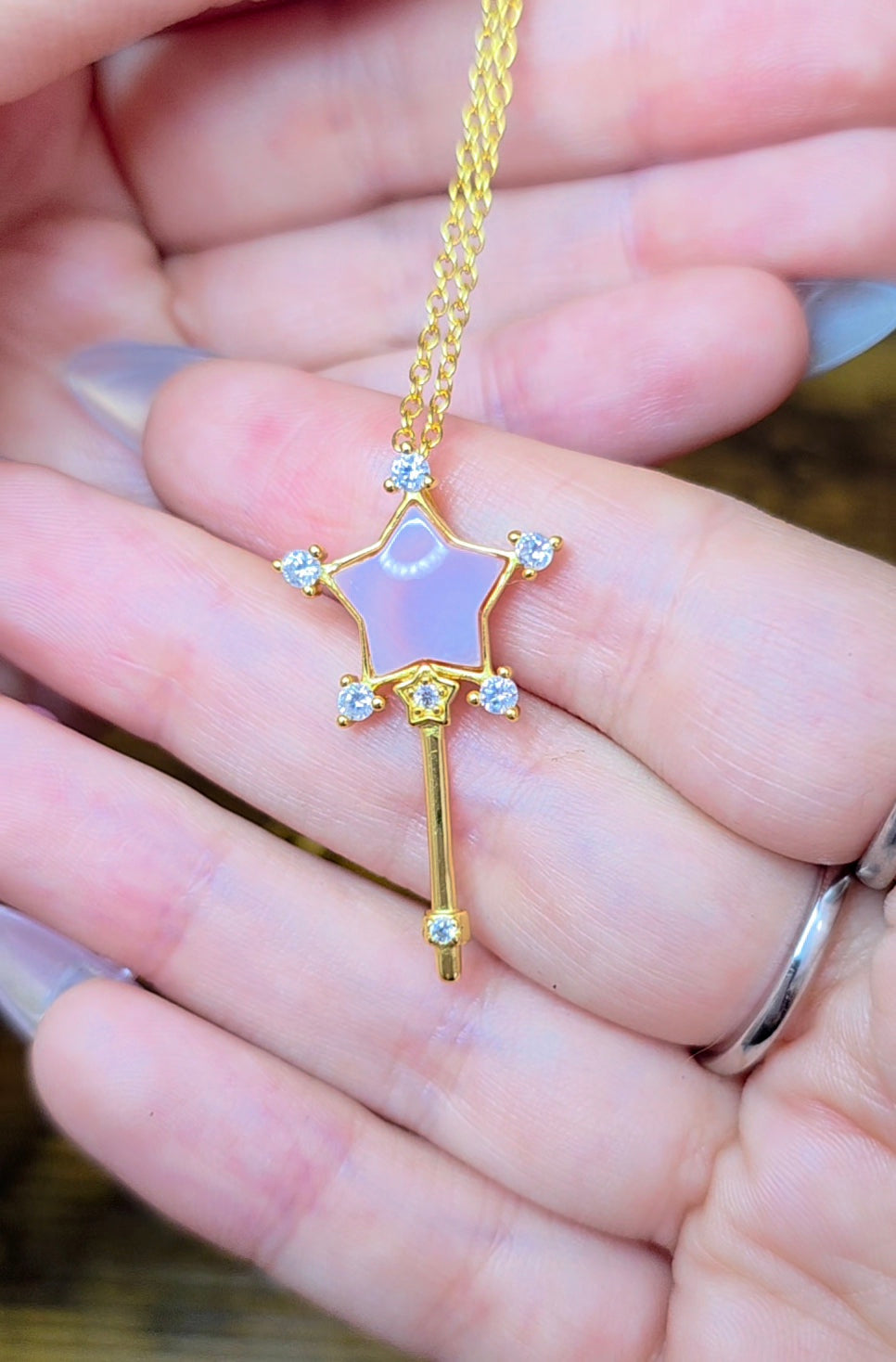 Pink Shell Star Wand Pendant
