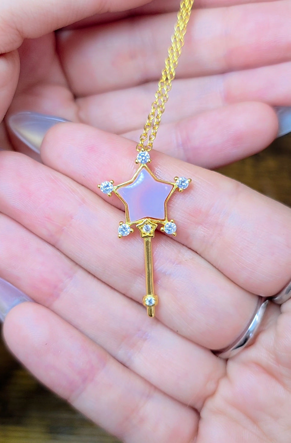 Pink Shell Star Wand Pendant