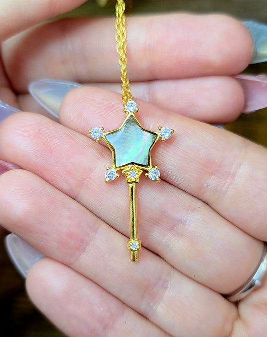 Black Shell Star Wand Pendant