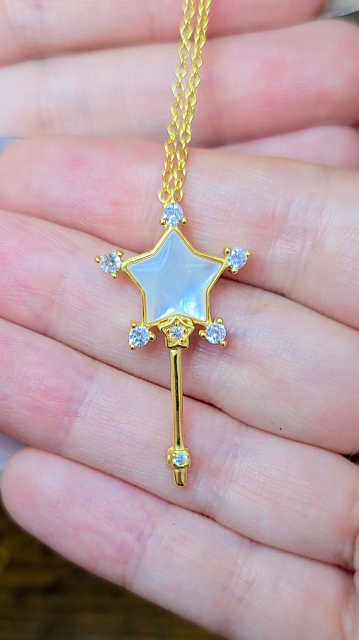 White Shell Star Wand Pendant