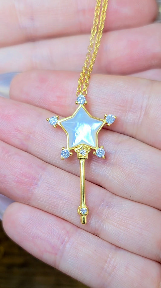 White Shell Star Wand Pendant