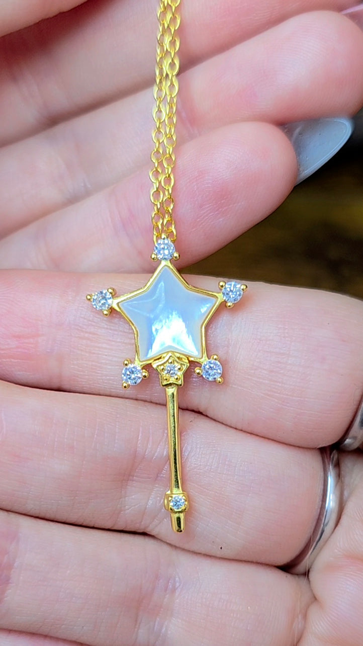 White Shell Star Wand Pendant