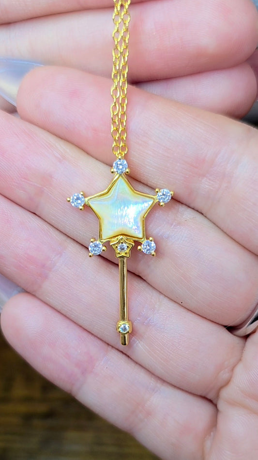 Golden Shell Star Wand Pendant