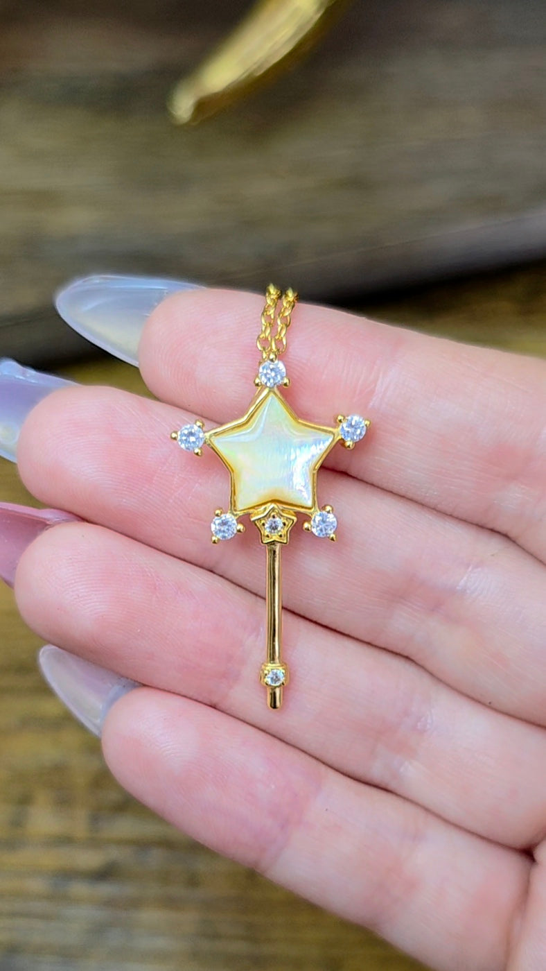 Golden Shell Star Wand Pendant