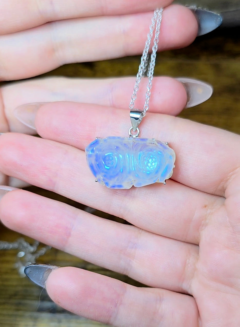 Rainbow Moonstone Flower Pendant A