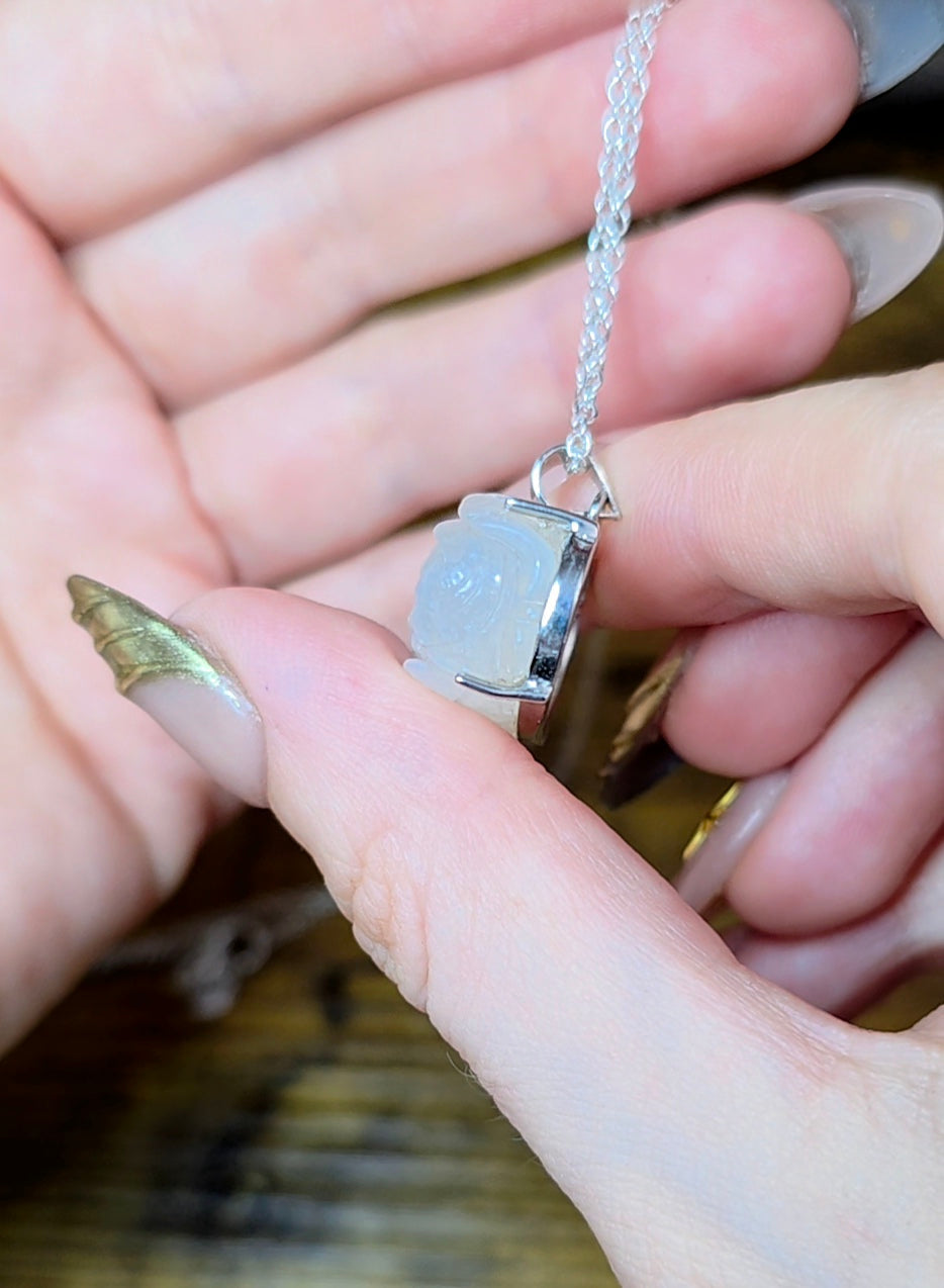 Rainbow Moonstone Flower Pendant A