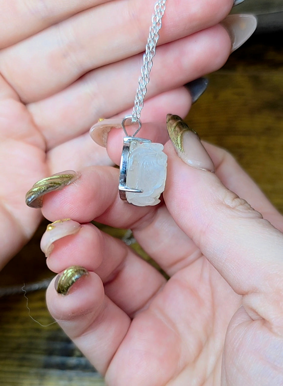 Rainbow Moonstone Flower Pendant A