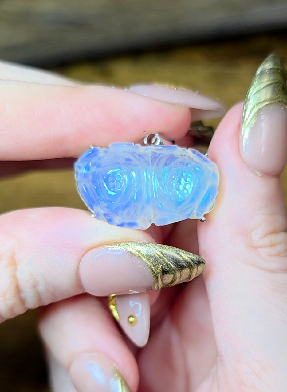 Rainbow Moonstone Flower Pendant A
