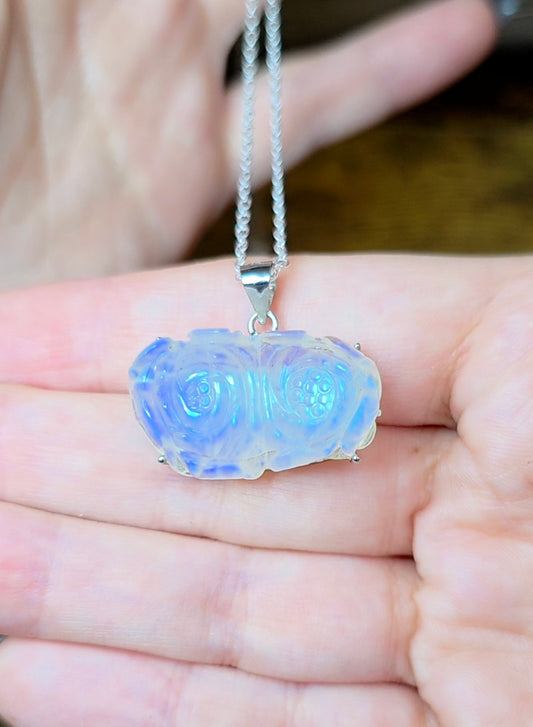 Rainbow Moonstone Flower Pendant A