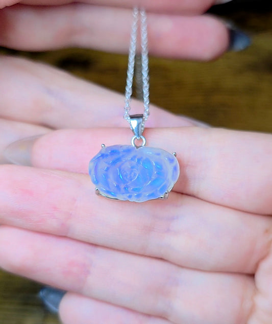 Rainbow Moonstone Flower Pendant B