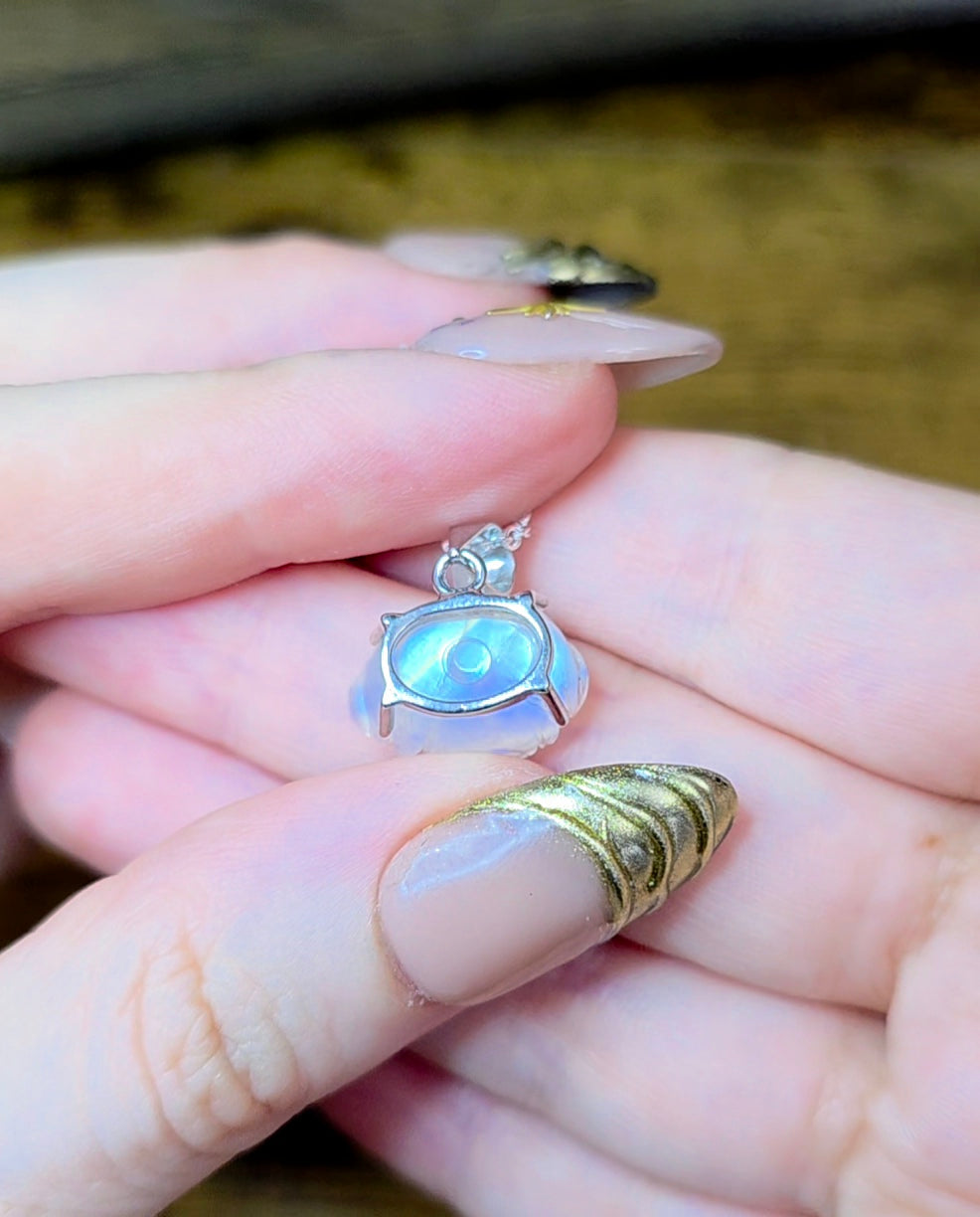 Rainbow Moonstone Flower Pendant E