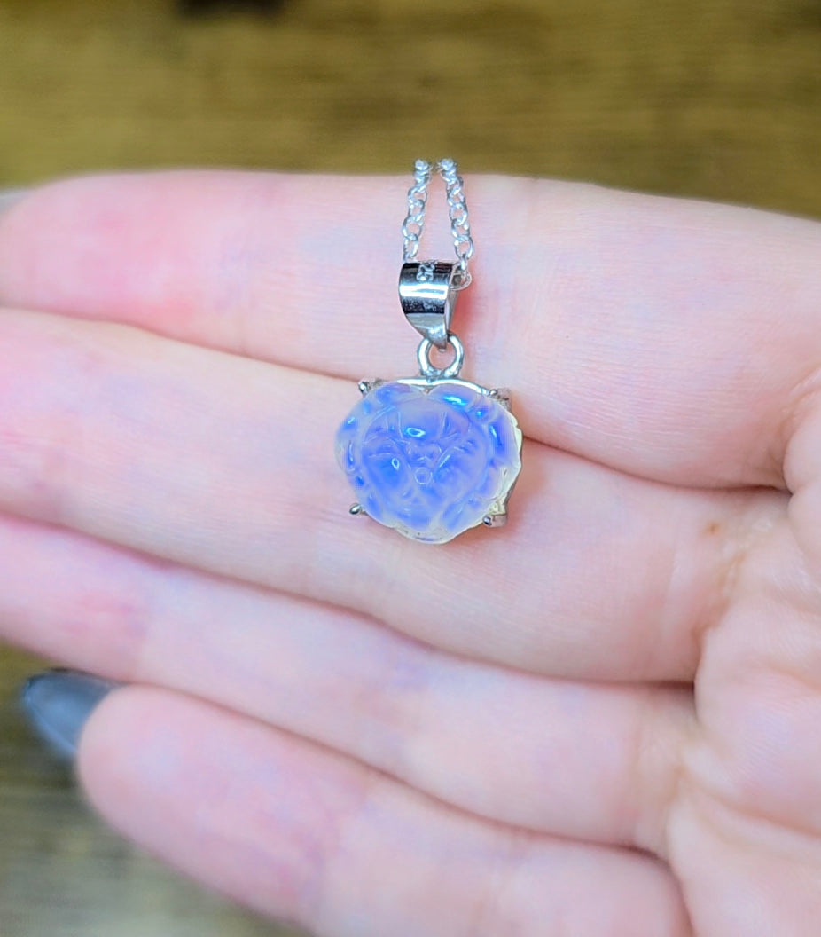 Rainbow Moonstone Flower Pendant F