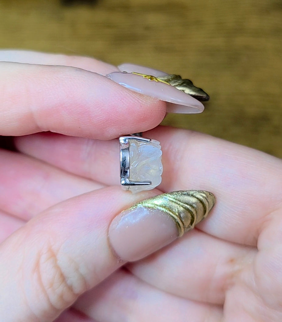 Rainbow Moonstone Flower Pendant F