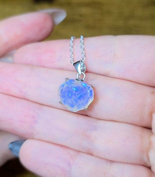Rainbow Moonstone Flower Pendant F