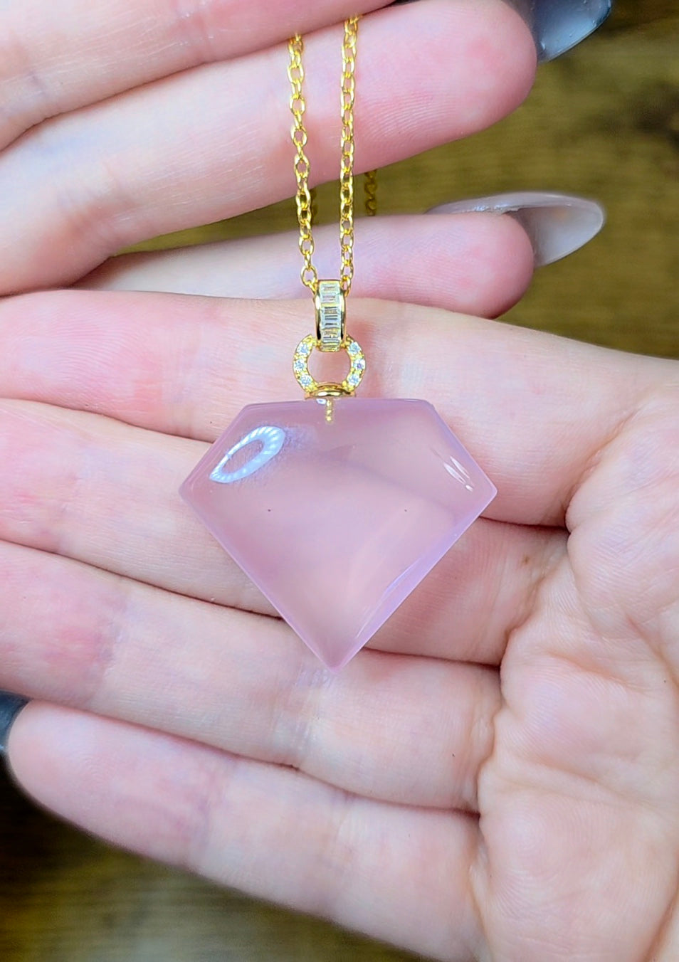 Rose Quartz "Pink Diamond" Pendant