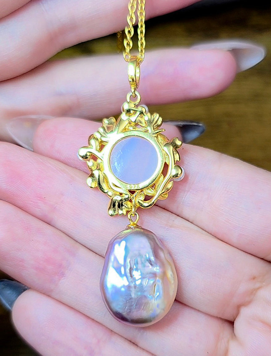 Pink Shell and Pearl Pendant