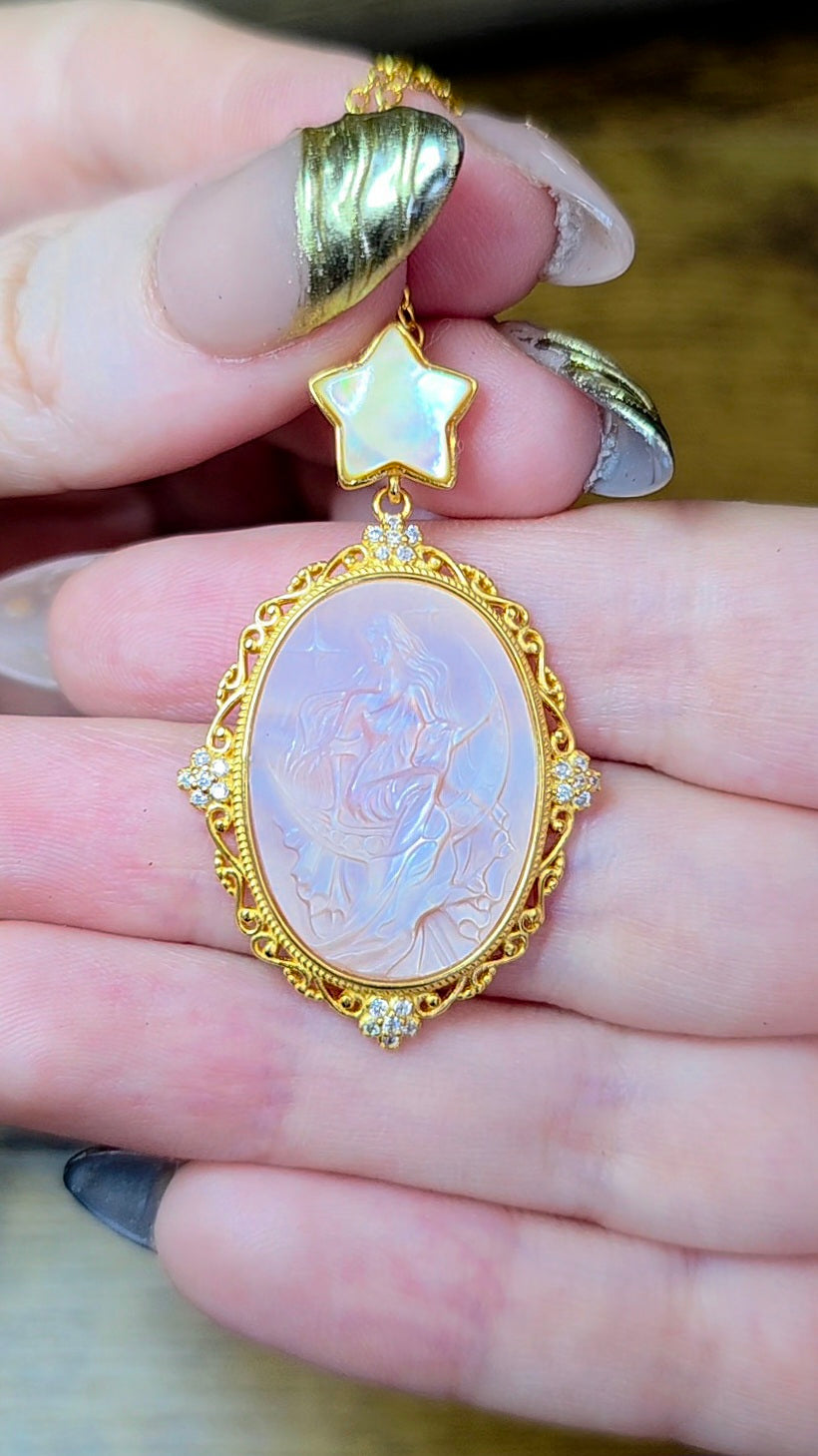 Pink Shell Celestial Goddess Pendant