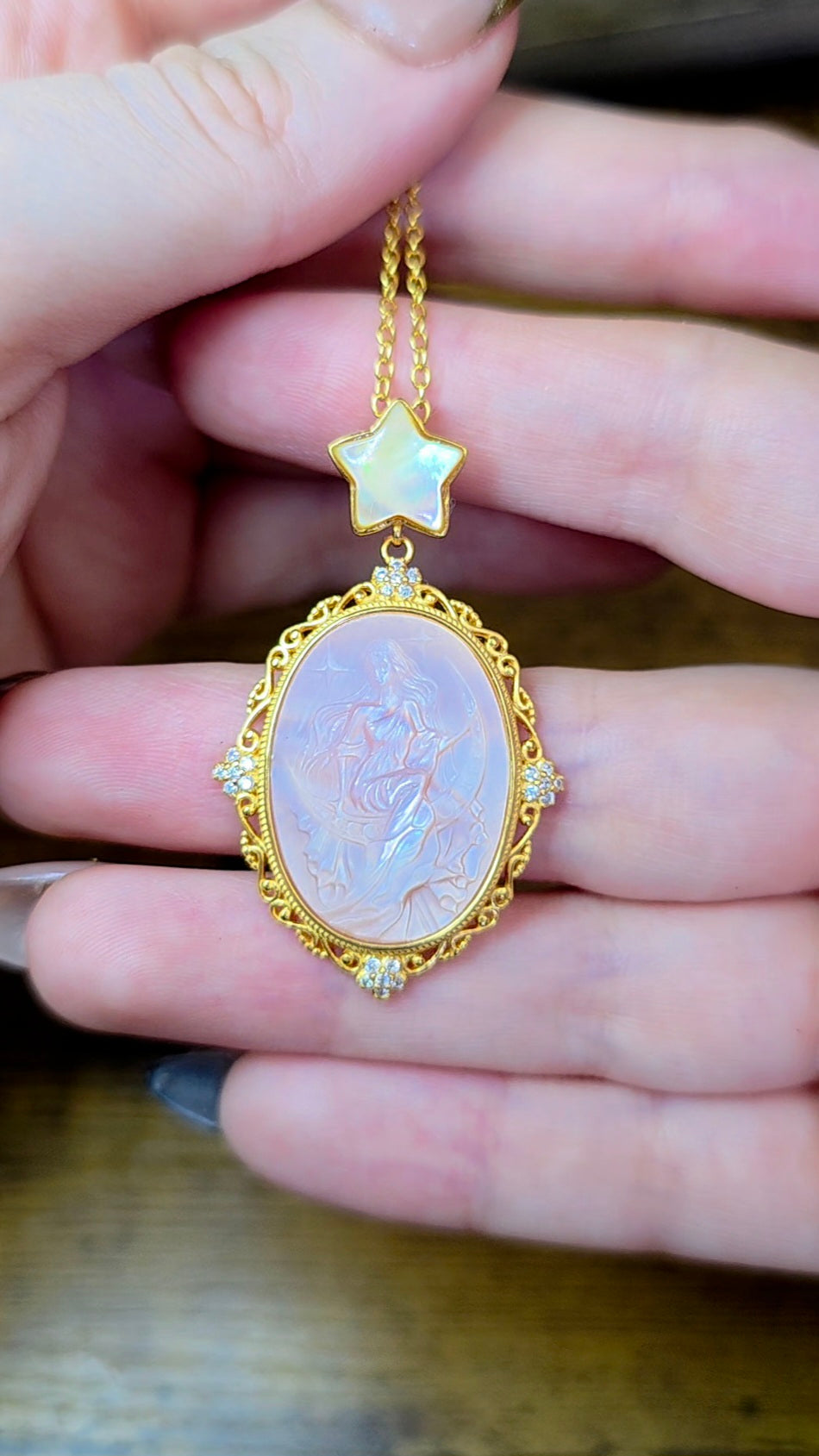 Pink Shell Celestial Goddess Pendant