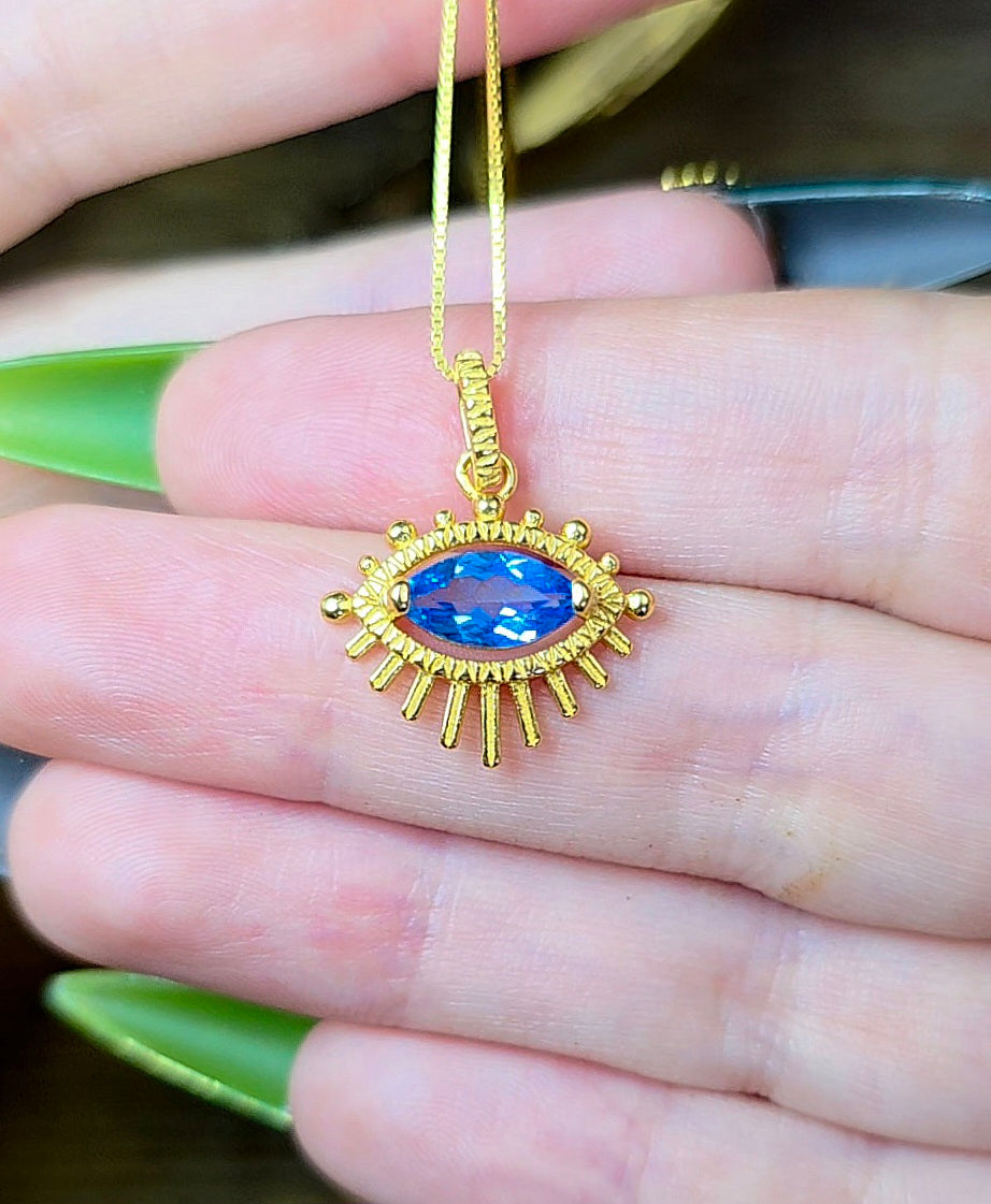 Blue Topaz Evil Eye Pendant B