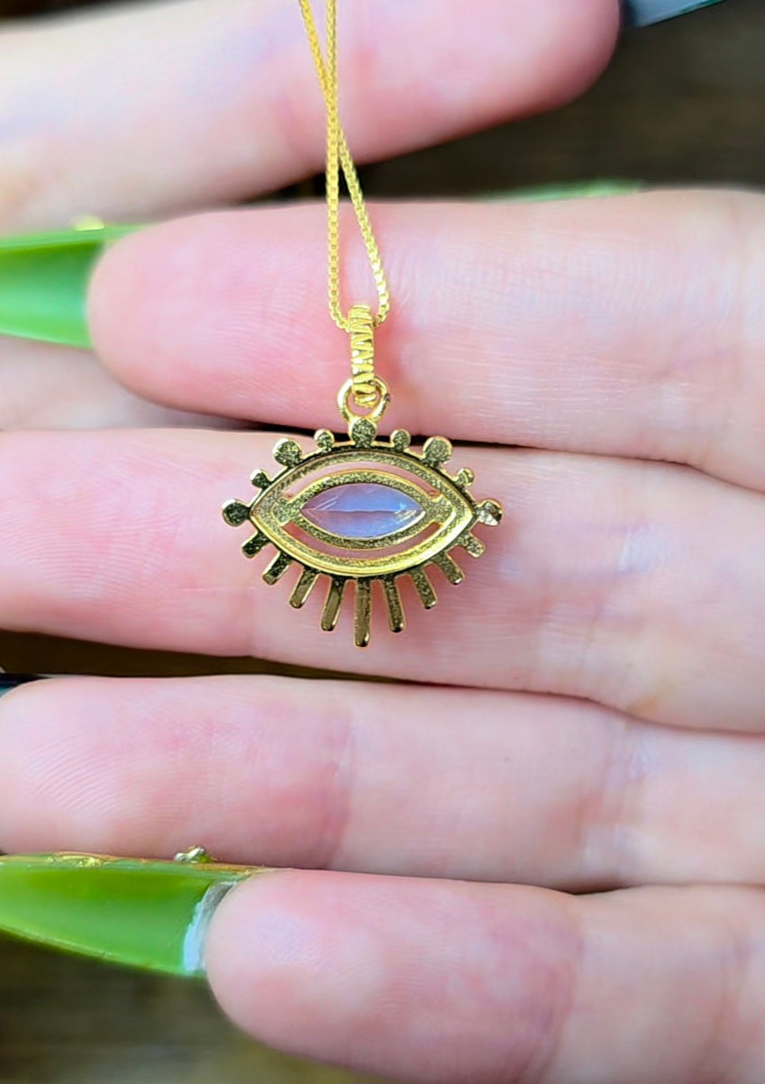 Blue Topaz Evil Eye Pendant B