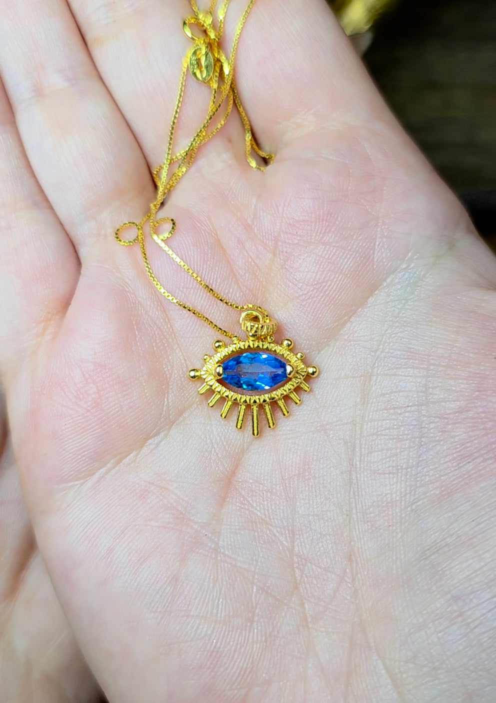 Blue Topaz Evil Eye Pendant B