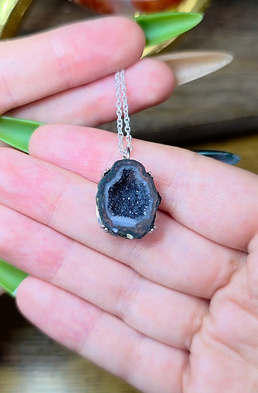 Black Geode Pendant A