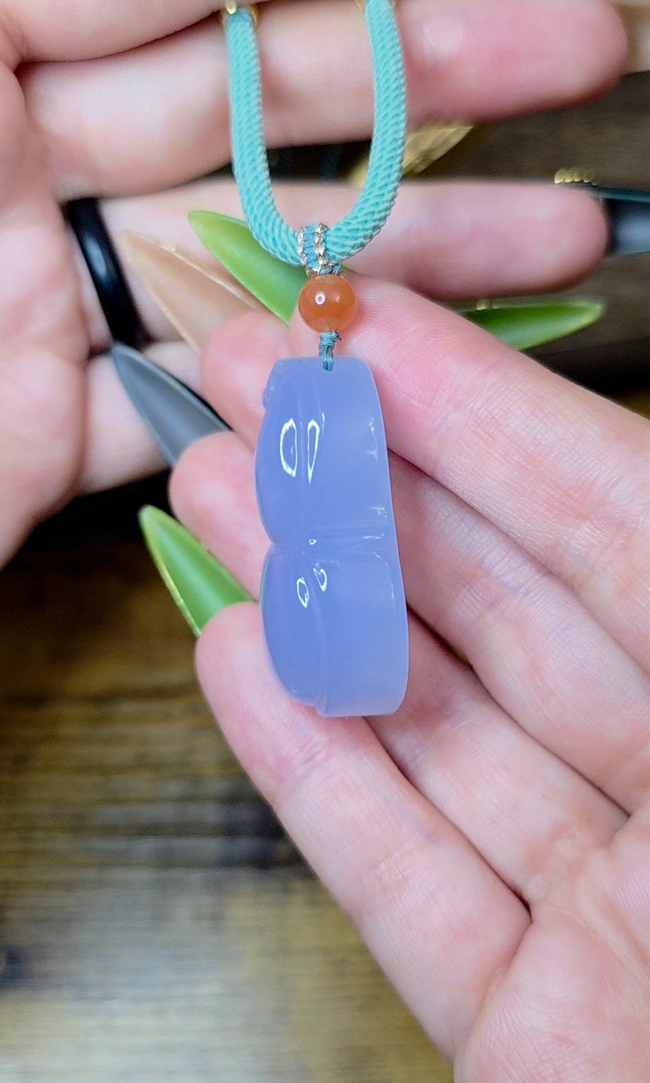 Blue Chalcedony Adjustable Pendant Necklace