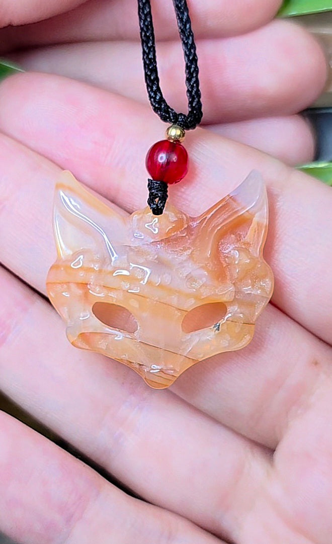 Fire Quartz Fox Mask Pendant B
