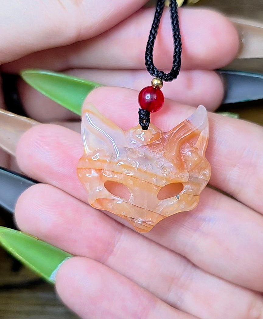 Fire Quartz Fox Mask Pendant B