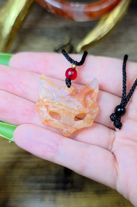 Fire Quartz Fox Mask Pendant B
