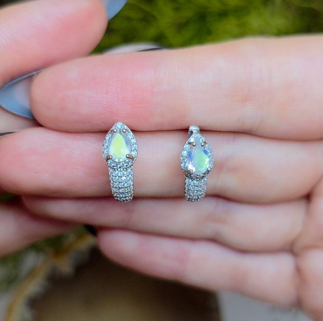 Madagascar Moonstone Hoop Earrings