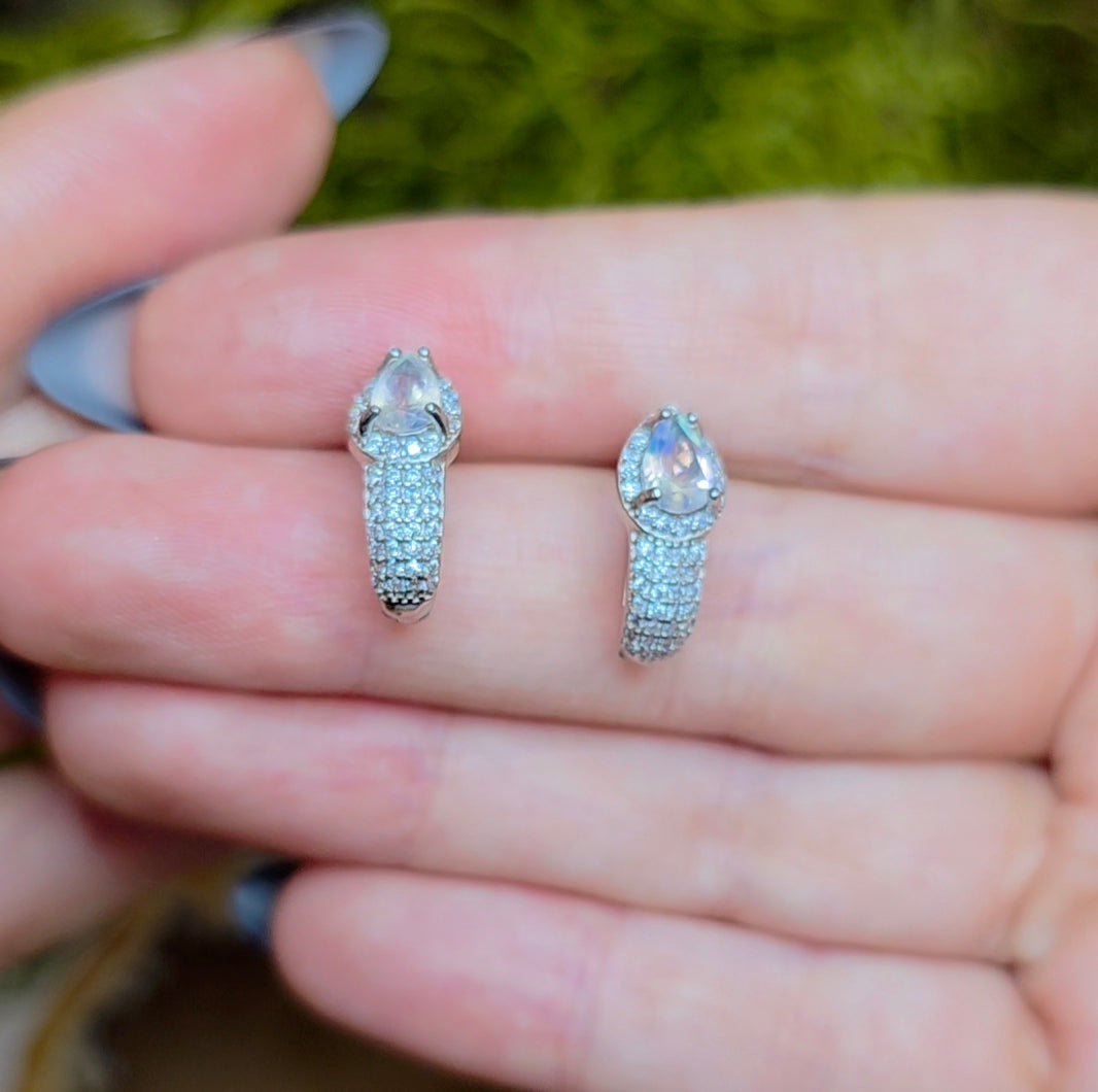 Madagascar Moonstone Hoop Earrings