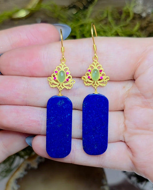 Lapis and Jade Earrings
