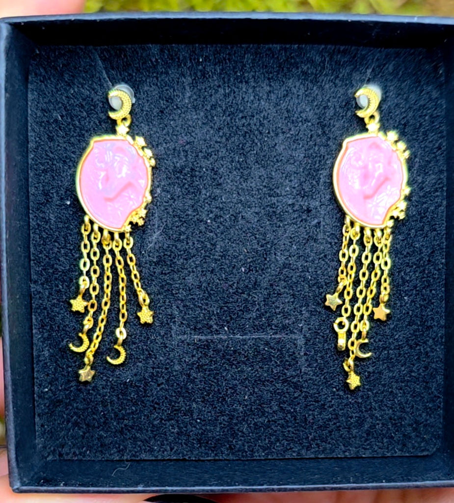 Pink Shell Unicorn Earrings