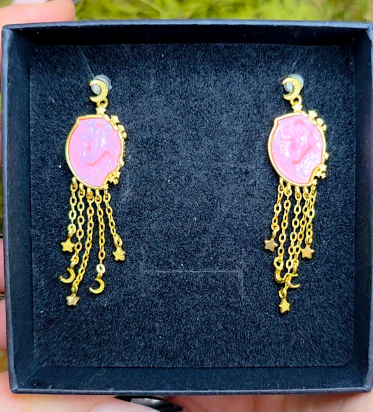 Pink Shell Unicorn Earrings